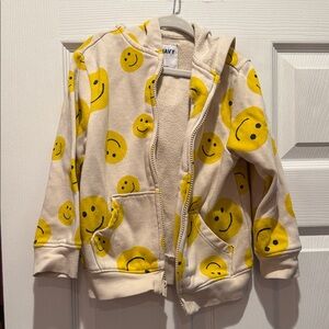 Old Navy Cream Hoodie with Yellow Smiley Faces